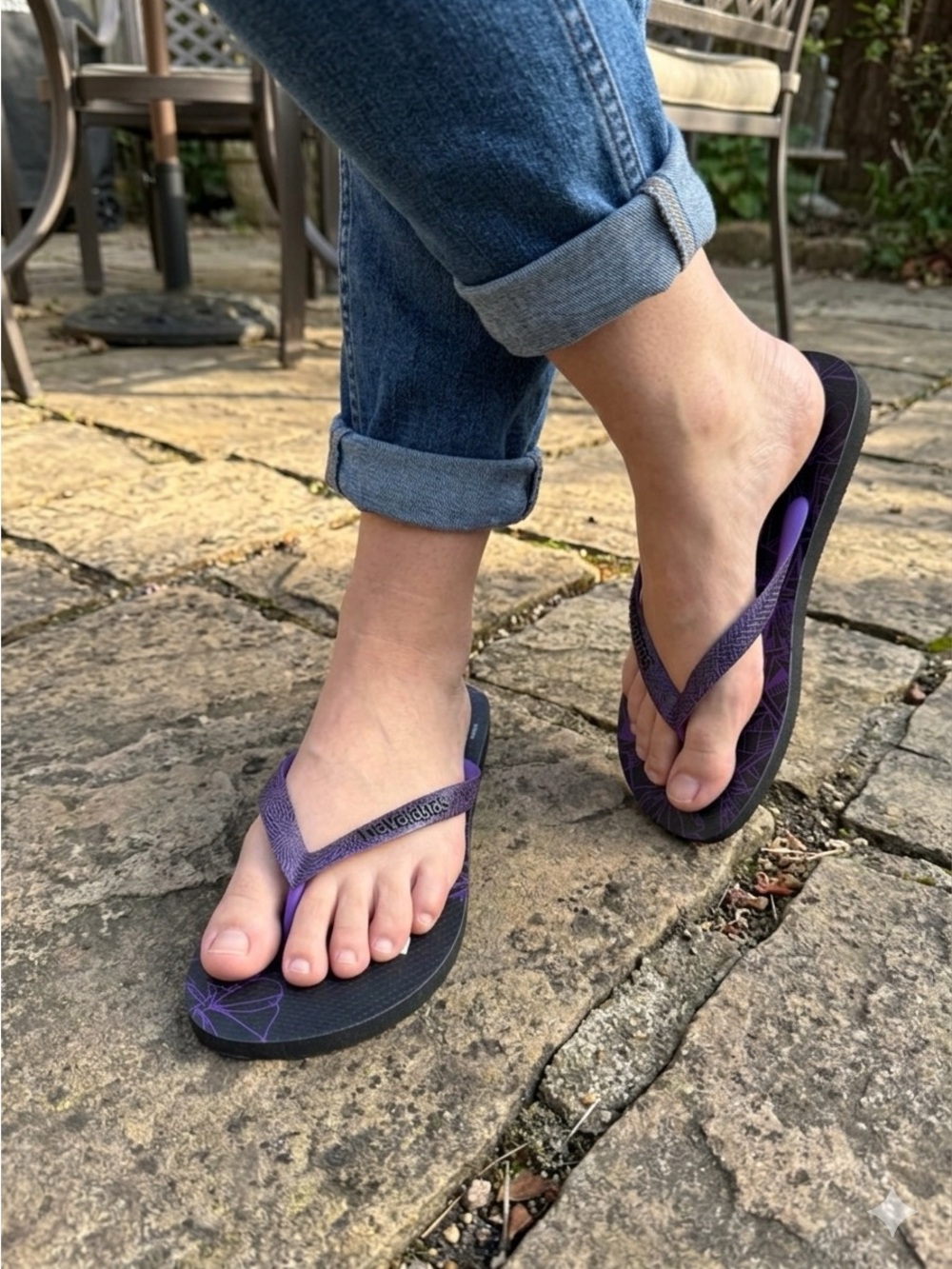 Havaianas Purple and Black Flip Flop Sandals